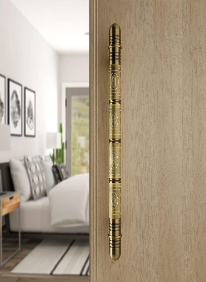 LAPO مقبض باب LAPO نحاسي بالكامل مقاس 18 بوصة للباب الرئيسي، مقبض باب غرفة النوم للأبواب الخشبية والزجاجية، مقبض باب سحب ودفع للمنزل والمكتب والفندق - عبوة من قطعة واحدة | لمسة نهائية عتيقة، ضمان 3 سنوات | - Image 5